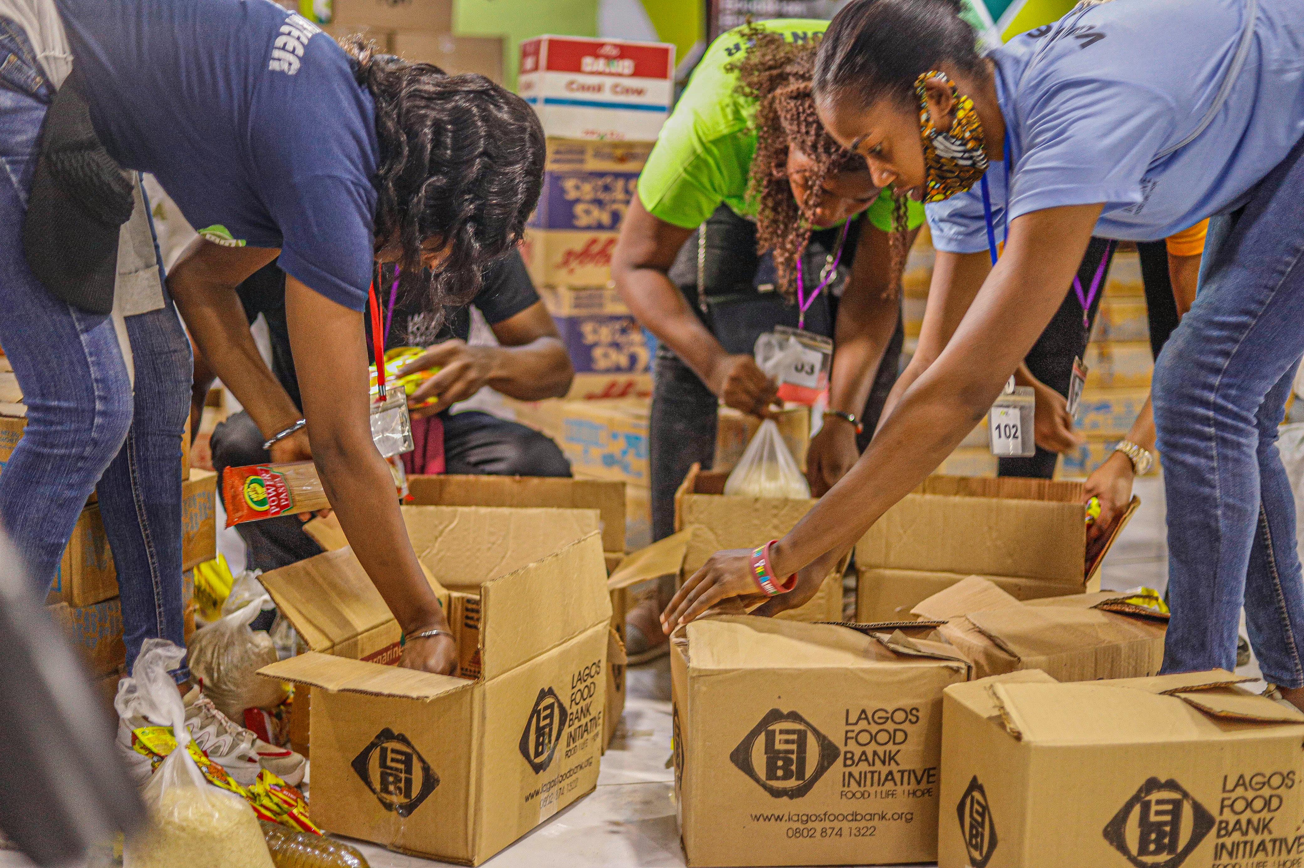 Food bank supplies and packaged food