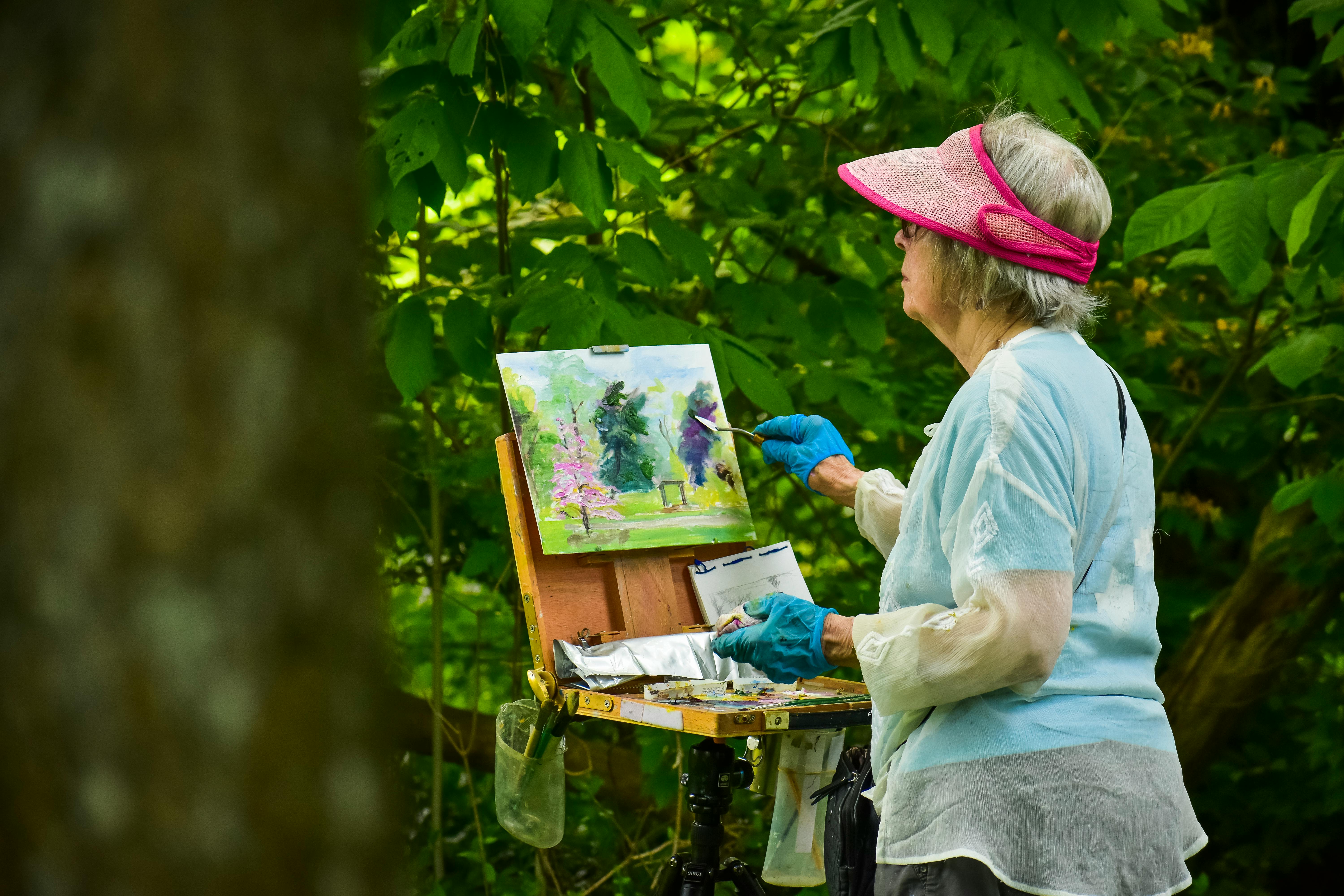 Older adults doing crafts or community hobbies together